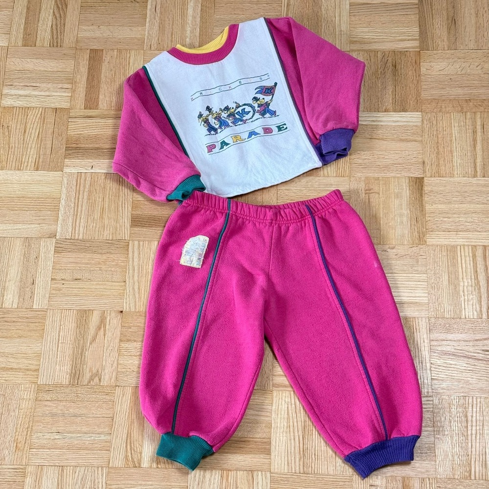 Vintage Krickets Kids Pink Parade Sweatshirt and Joggers Tracksuit Set Size 2